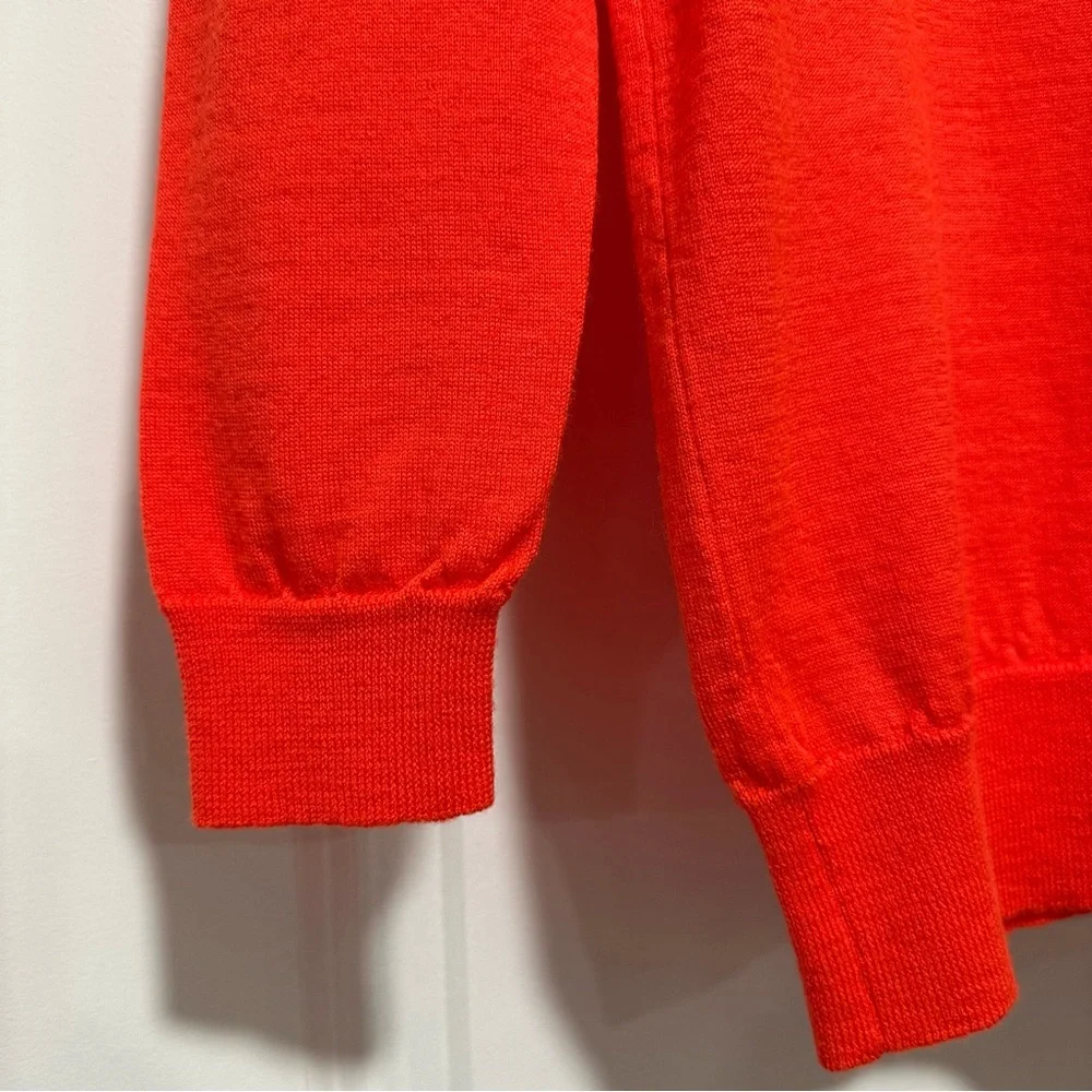 J. Crew Women’s Bright Orange 100% Merino Wool Crew Neck Sweater Size Small